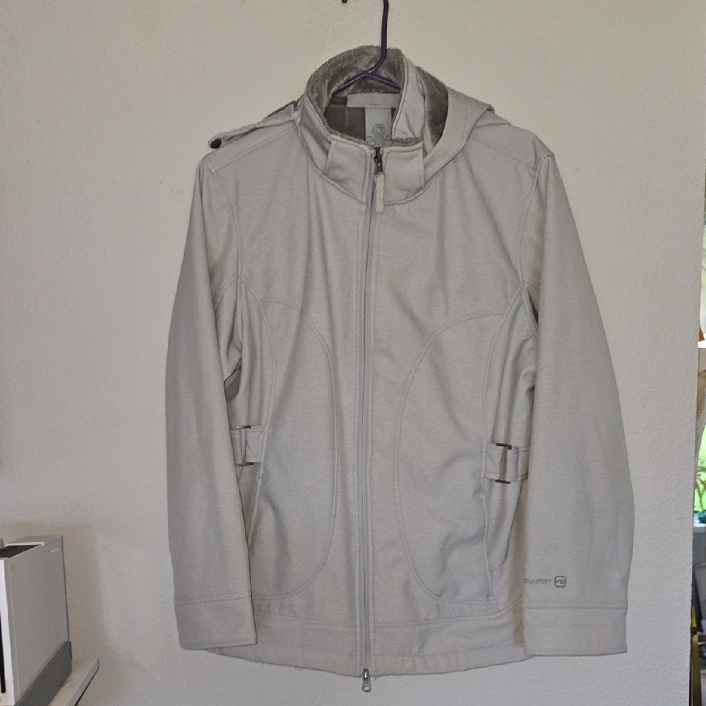 Free Country Gray Raincoat with Weather-Resistant Material